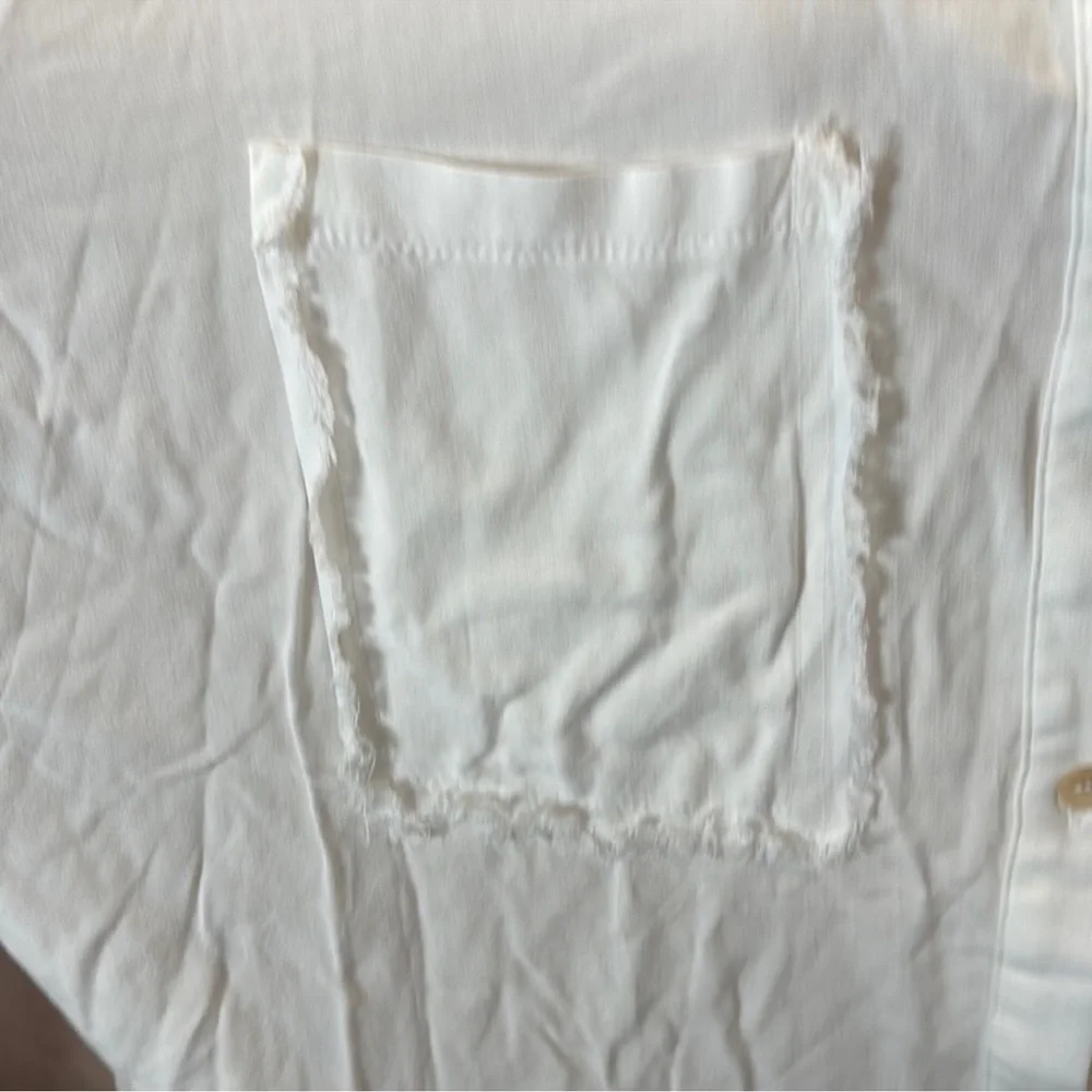 White Boxy Oversized Button Down Shirt - Picture 4 of 6